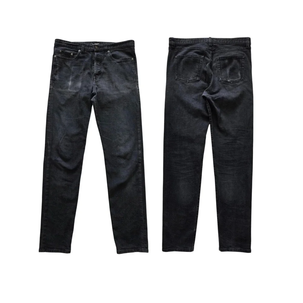 Saint Laurent Paris D14 Black Slim-fit Low-waist Mens Jeans Denim Italy 34×32